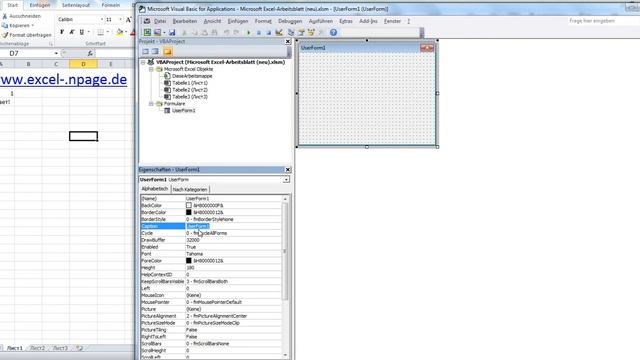 4ПШ_ Cоздать пользовательскую форму (UserForm) в файле Excel (VBA) (немецкоязычный Excel).