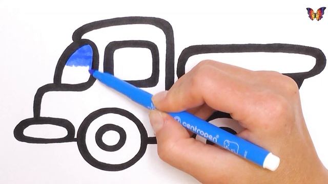 Как нарисовать МАШИНУ ГРУЗОВИК / мультик раскраска ГРУЗОВИК для детей / Раскраски малышам смотреть онлайн