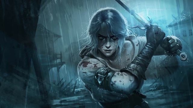 Зеленоглазая Цирилла или Цири с Мечом / Дождь / Ведьмак 3: Дикая Охота – Живые Обои