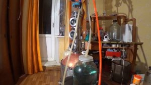 Перегон на 8 этажной 4-х дюймовой медной тарельчатой колонне спирта сырца из пшеничной муки