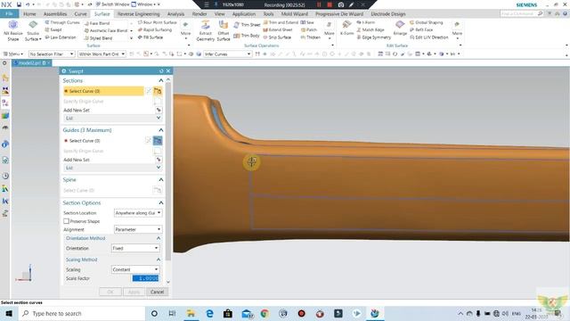 Reverse Engineering in NX Unigraphics CAR Bumper Design Scanning Data STLAlignmentmodeling