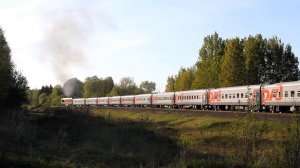 ТЭП70 0509 с 23-вагонным пассажирским поездом № 85 Москва - Климов.