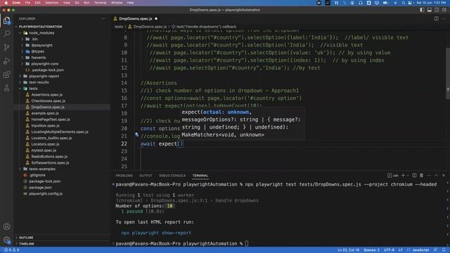 Playwright with Javascript | How to handle DropDown | Part 11