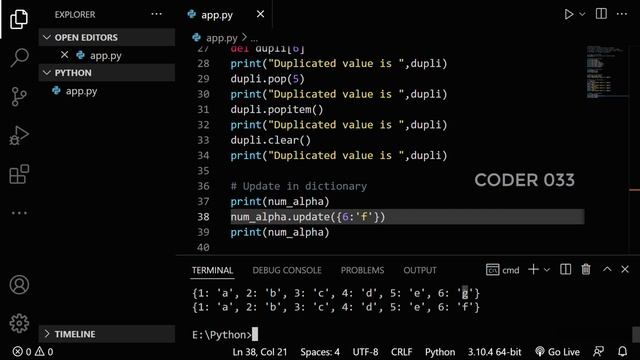 Python Dictionary |  Python Tutorial For Beginners | Dictionary In Python | Coder033