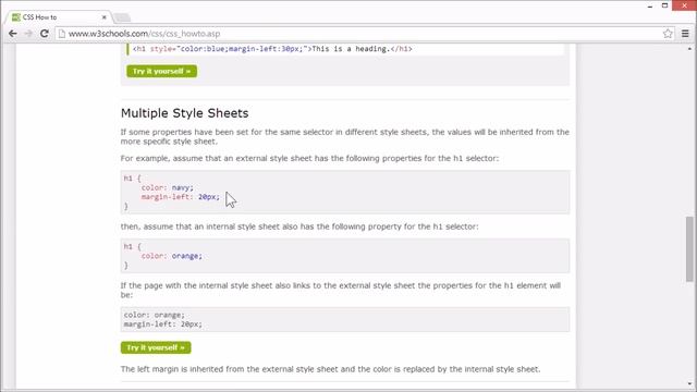 W3Schools How To Insert CSS Tutorial