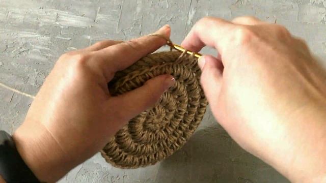 Классическая  КРУГЛАЯ СУМОЧКА из джута "Рондо" С ЗАСТЕЖКОЙ МОЛНИЯ ! ( часть 1 )