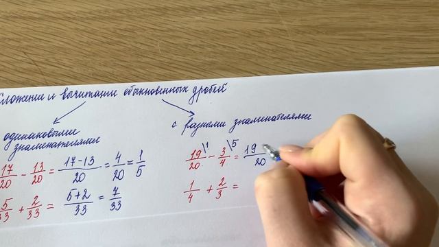 Сложение и вычитание, умножение и деление обыкновенных дробей