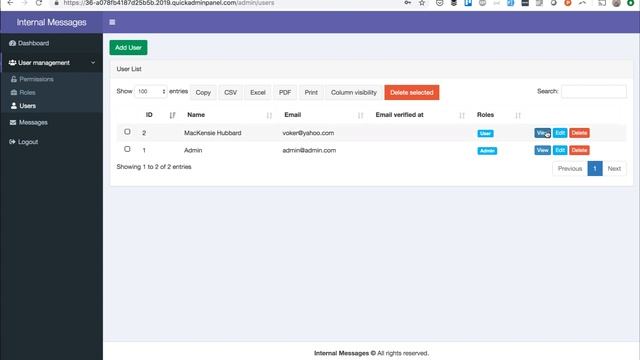 QuickAdminPanel Modules: Internal Messages смотреть онлайн
