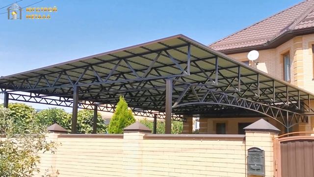 Односкатные навесы из металлопрофиля в Краснодаре