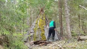 66.? ВЫЖИВАНИЕ В ЛЕСУ _ ЖИЛИЩЕ СЕВЕРНЫХ НАРОДОВ ГОЛЫМИ РУКАМИ _ ДВА ДНЯ В ЛЕСУ _ ЗАЩИТА ОТ ВОЛКОВ