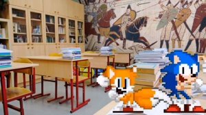 Сонник и Тейлз флексят в Школе