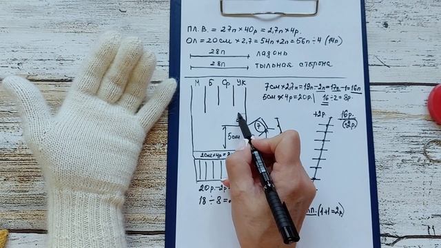 Перчатки спицами/расчет петель