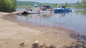 Паромная переправа на реке Томь пос Бородино Кемеровская область г Мыски 2023г.