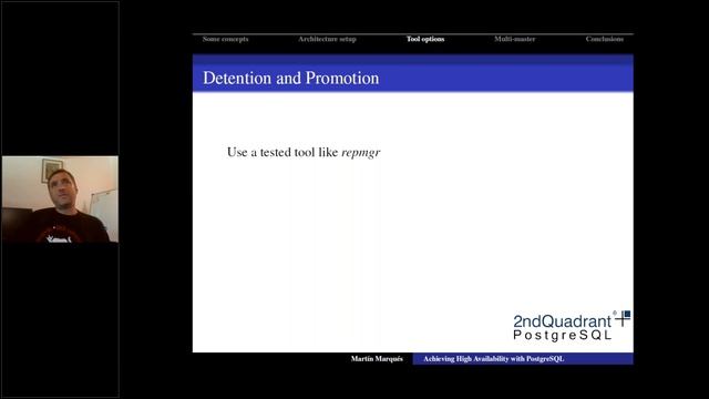 Webinar: Achieving High Availability with PostgreSQL by Martín Marqués смотреть онлайн