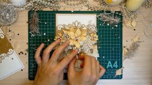 НОВОГОДНЯЯ ОТКРЫТКА своими руками/ Скрапбукинг /Tutorial Scrapbooking Christmas Card with flowers