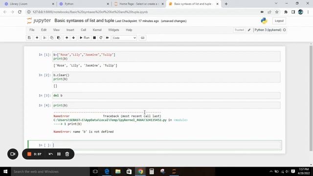Basic syntaxes of list and tuples | Python смотреть онлайн