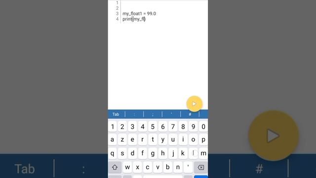 How To print float or double number in PYTHON ( Smartphone code )