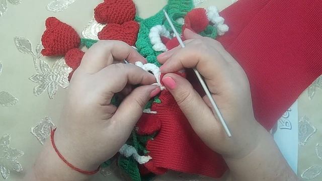 Шарф Букет тюльпанов / Вязание крючком