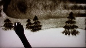 Как нарисовать песком зимний пейзаж