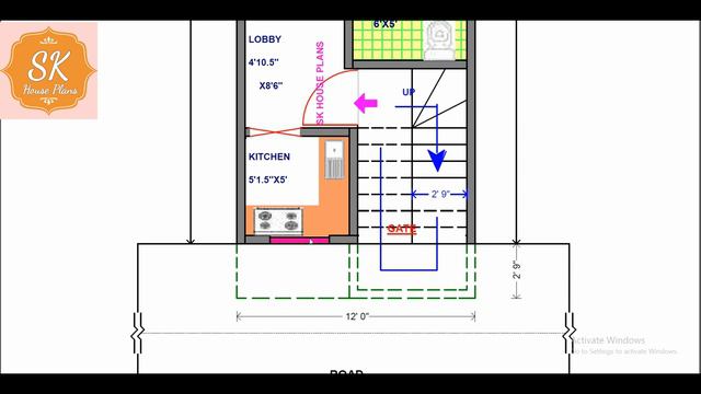 HOUSE PLAN 12' X 25’ / 300 SQ.FT / 33 SQ.YDS / 28 SQ.M / 33 GAJ / (4K) || 3.6 M X 7.6 M смотреть онлайн