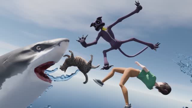 Выживание на плоту! На CatNap напала акула! смотреть онлайн