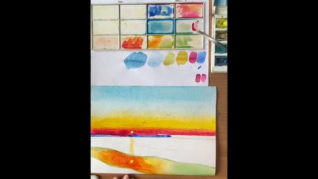 «Морской закат»|Урок рисования|4-8 кл. смотреть онлайн