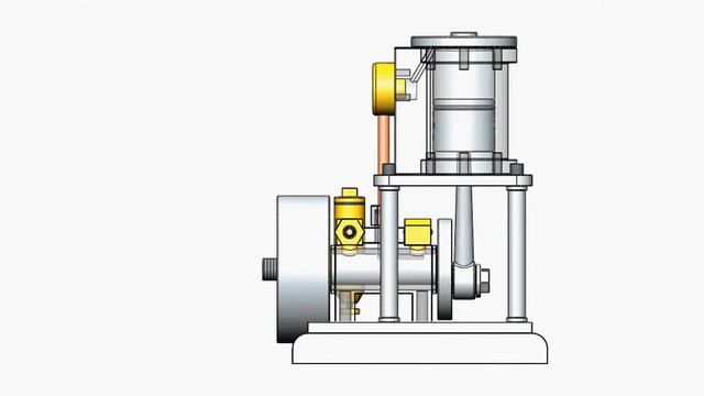 simple vertical steam engine with a rotary valve