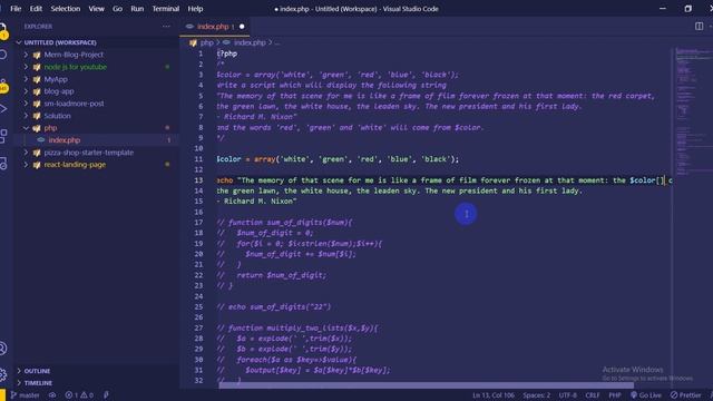 PHP - Exercises, Practice, Solution [18] value come to array
