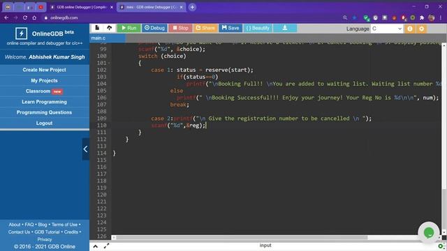 Railway Reservation System Mini Project Using C programming