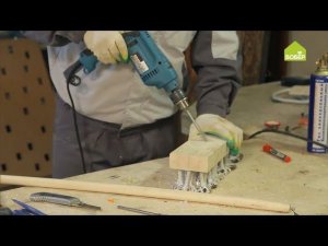 Изготовление щётки из верёвки и бруска