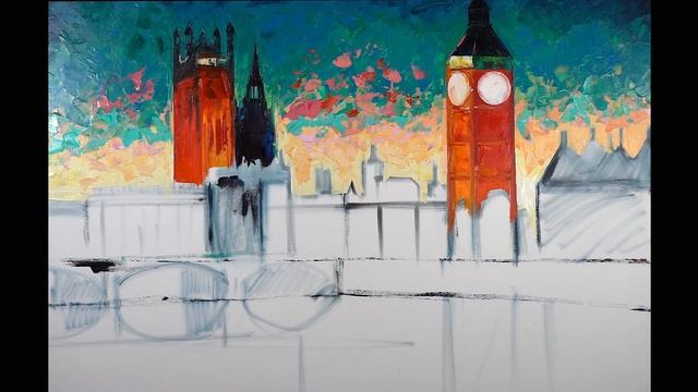 Big Ben and Houses of Parliament. Art demo. смотреть онлайн