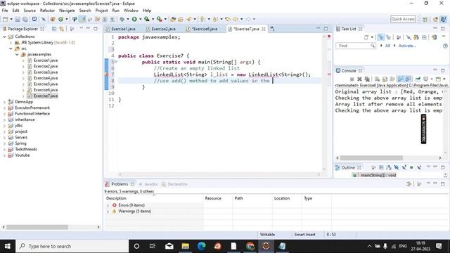 Write a java program to append the specified element to the end of a linked list смотреть онлайн