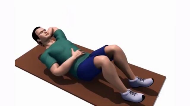 человек выполняет скручивание лежа