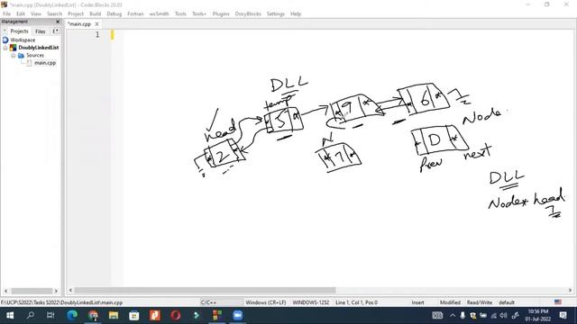 #18.1 DSA | Doubly Linked List Part 1 Node Class Code and Structure of DLL with head pointer