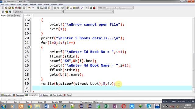 Reading and writing array of structure into file using file handling | c programming by sanjay gupt