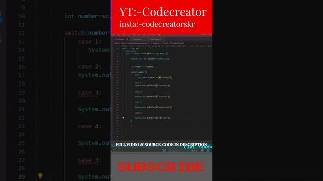 Java Program To Input Week Number(1-7) And Print Day Of Week Name Using Switch Case | смотреть онлайн