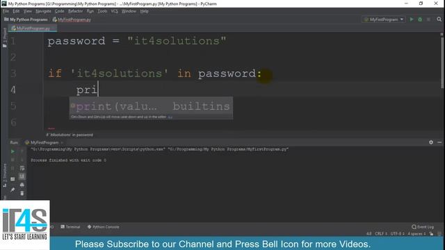 Python Tutorial in Urdu | Hindi |IT4Solutions | in keyword in Python | "in" keyword in Python