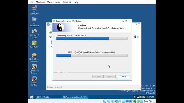 coLinux Install on ReactOS Hosted on Windows 10 in VirtualBox
