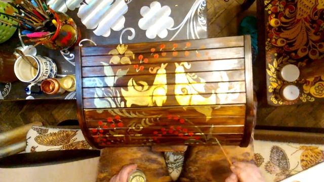 Роспись на хлебнице под хохлому смотреть онлайн