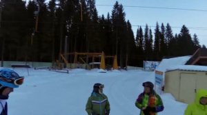 как научить ребенка кататься на горных лыжах ч.1 инструктор Владкараваев