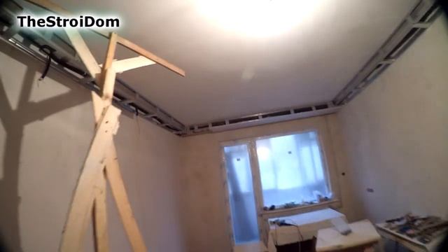 █ Как сделать ПОТОЛОЧНЫЙ КОРОБ с подсветкой. Ниша в коробе. Ceiling repair.