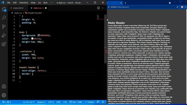 html css fixed header - How to create a sticky header with html and css