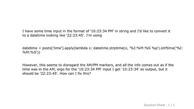 Pandas : Pandas - Change AM/PM format to 24h смотреть онлайн
