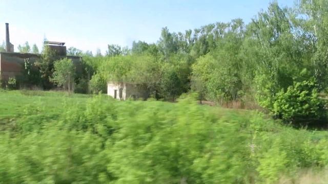 Вид из окна поезда -- Природа Костромской области. Река Нерехта. (г.Нерехта, Костромская обл.)