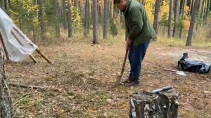 Одиночный поход в Лес. Приготовил еду на костре. Построил укрытие в Тайге.