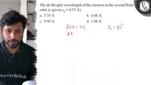 The de-Broglie wavelength of the electron in the second Bohr orbit is (given r_0=0.53 Å )
a. 3.33..