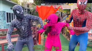 TEAM SPIDER-MAN Nerf War vs BAD GUY TEAM IRL | Rescue PINK HERO From BAD-HERO ( Live Action )