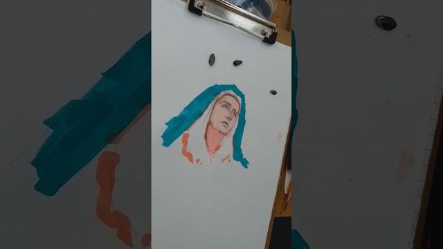 Эскиз МАРКЕРАМИ | женский ПОРТРЕТ | Пресвятой Дева Мария #художник #art #drawing #портрет #sketch