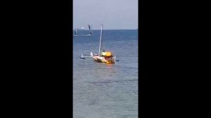 каяк с латинским парусом.испытание.