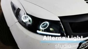 Установка биксеноновых линз, дхо и ангельских глазок GT на Renault Sandero